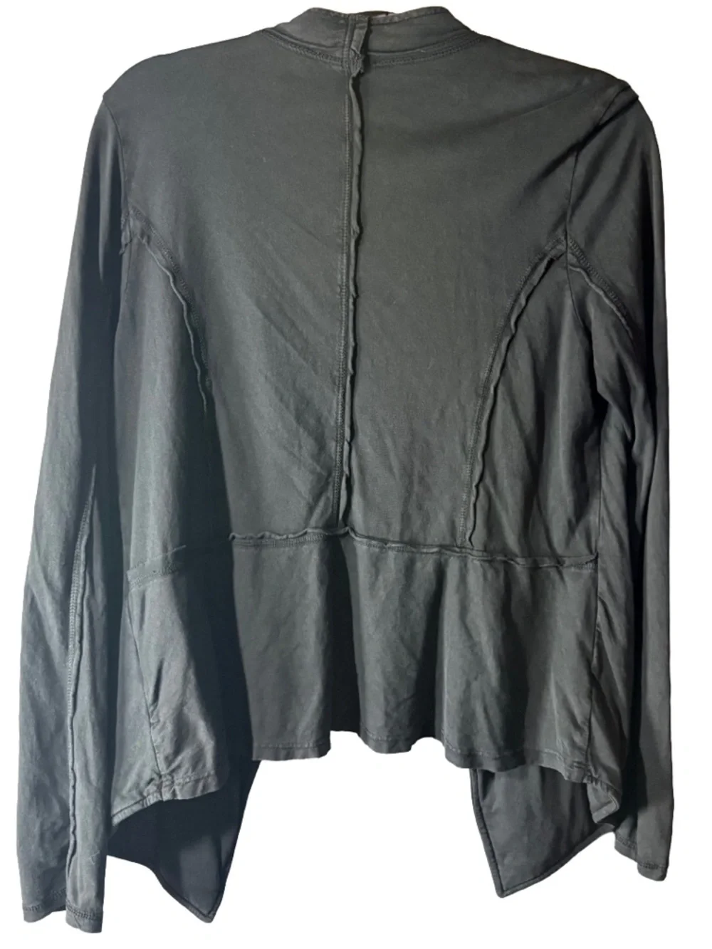 Caslon Open Cardigan M Black Cotton Linen Draped Lightweight Pockets Lagenlook - Picture 3 of 8